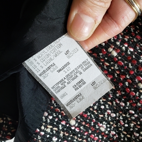 LOUBEN Boucle Tweed Wool Blend Cropped Blazer w Zippers SZ 12 - Picture 11 of 11